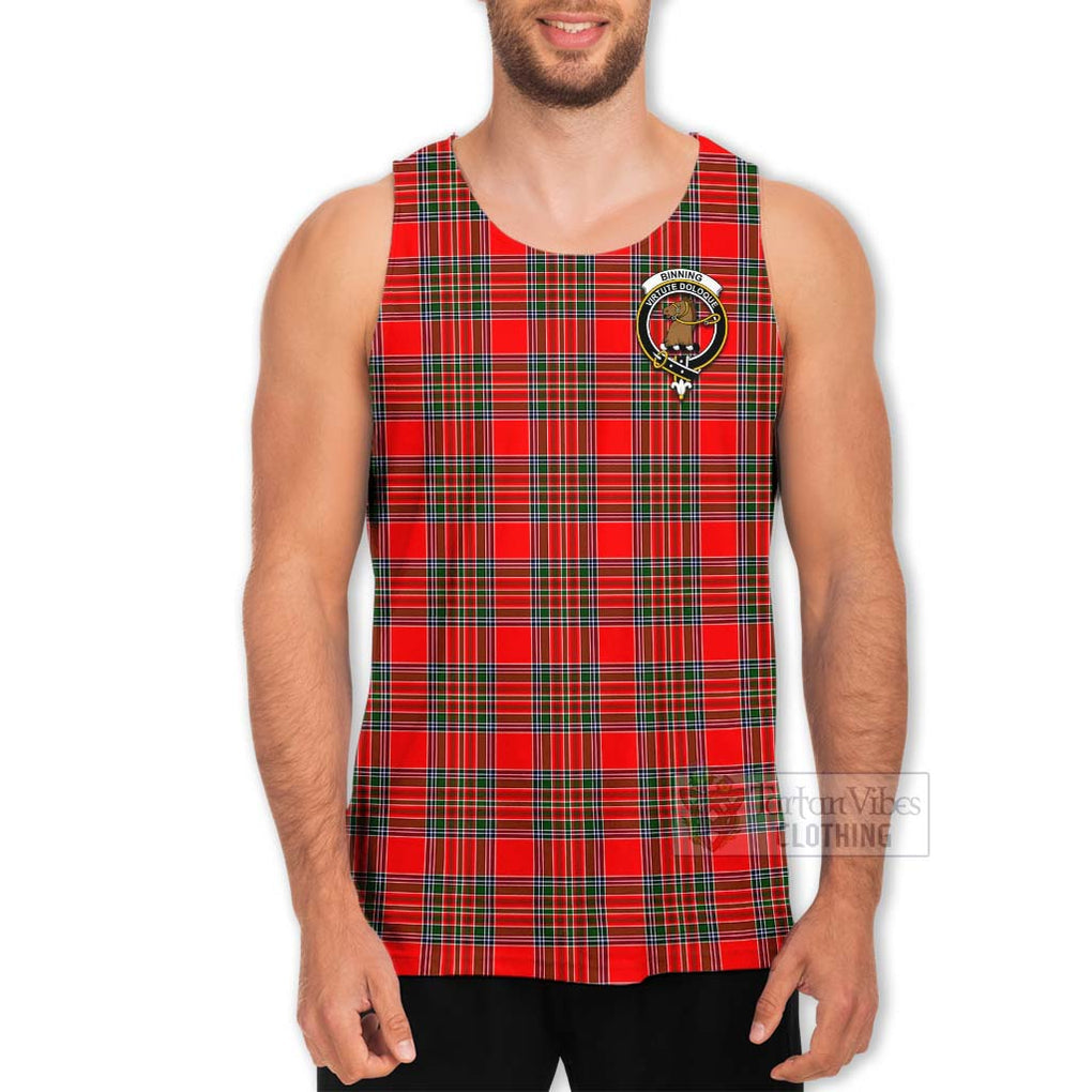 Binning Tartan Men's Tank Top with Family Crest Celtic Skull Style - Tartan Vibes Clothing