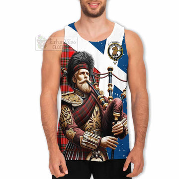 Binning Tartan Men's Tank Top with Family Crest Scottish Bagpiper Vibes - Tartan Vibes Clothing