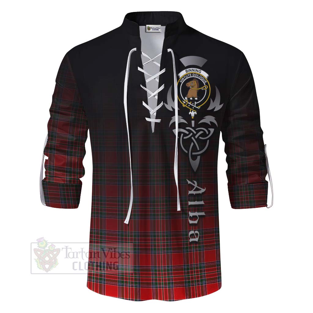 Binning Tartan Ghillie Kilt Shirt Featuring Alba Gu Brath Family Crest Celtic Inspired - Tartan Vibes Clothing
