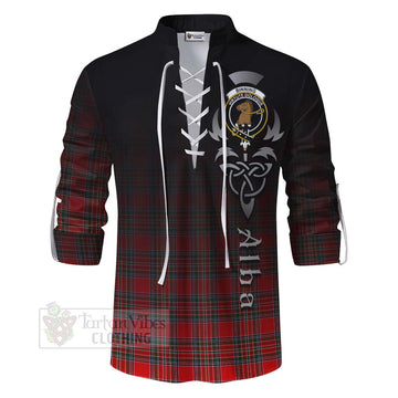 Binning Tartan Ghillie Kilt Shirt Featuring Alba Gu Brath Family Crest Celtic Inspired - Tartan Vibes Clothing