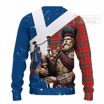 Binning Tartan Knitted Sweater with Family Crest Scottish Bagpiper Vibes - Tartan Vibes Clothing