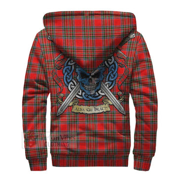 Binning Tartan Sherpa Hoodie with Family Crest Celtic Skull Style - Tartan Vibes Clothing