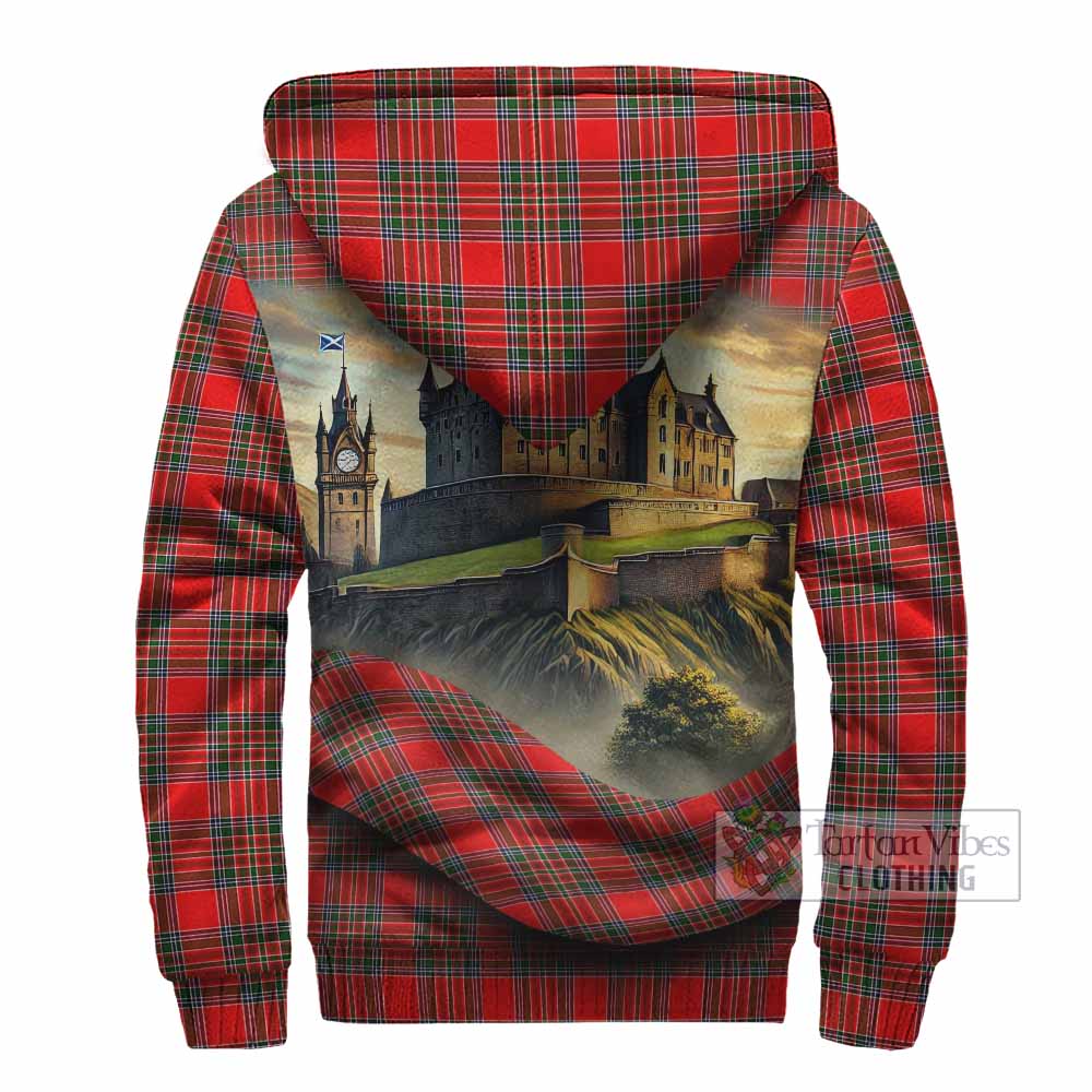 Binning Tartan Family Crest Sherpa Hoodie with Scottish Ancient Castle Style - Tartan Vibes Clothing