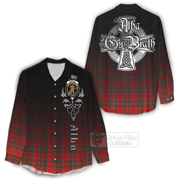 Binning Tartan Women's Casual Shirt Featuring Alba Gu Brath Family Crest Celtic Inspired - Tartan Vibes Clothing