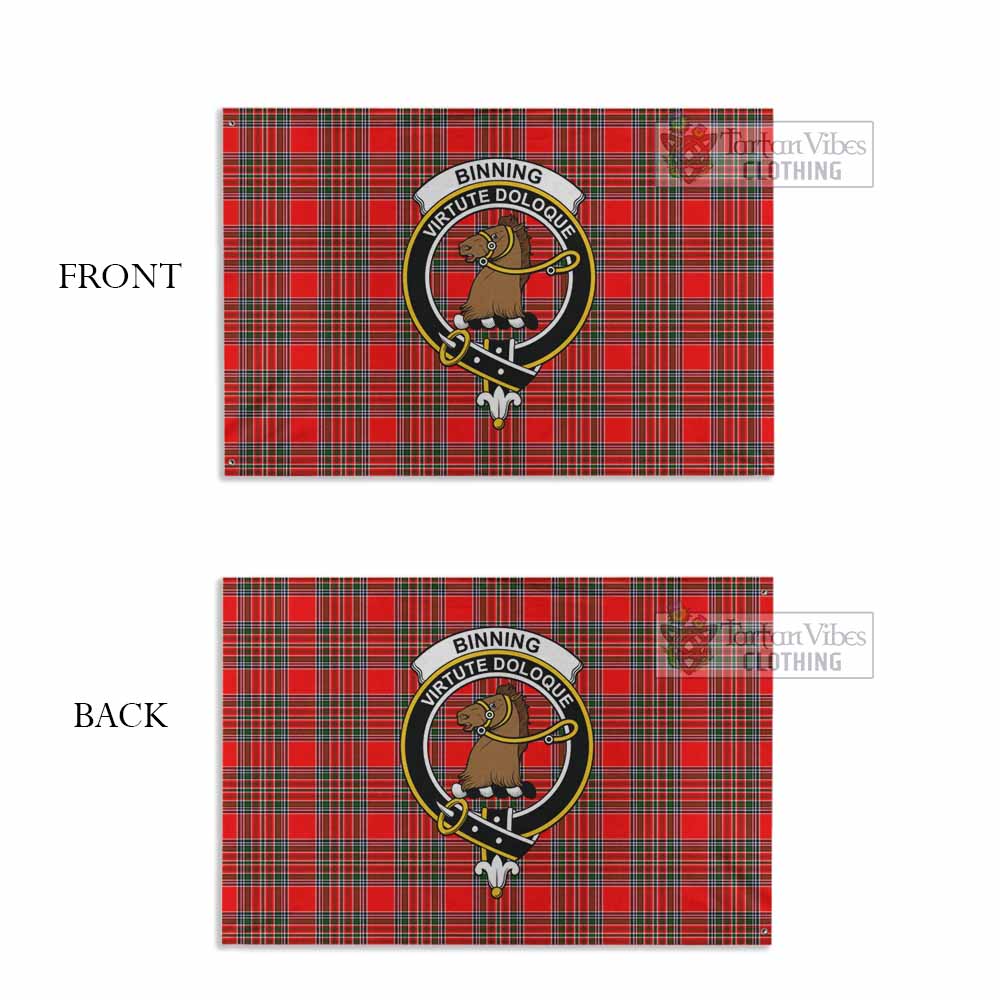 Tartan Vibes Clothing Binning Tartan House Flag with Family Crest