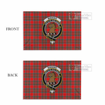 Tartan Vibes Clothing Binning Tartan House Flag with Family Crest
