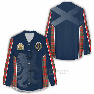Binning Tartan Women's Casual Shirt with Family Crest and Lion Rampant Vibes Sport Style - Tartan Vibes Clothing