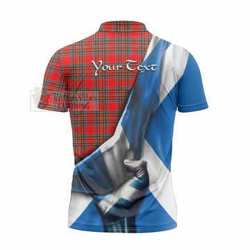 Binning Tartan Zipper Polo Shirt with Family Crest Scotland Patriotic Style - Tartan Vibes Clothing