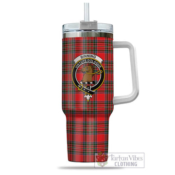Binning Tartan Tumbler with Handle with Family Crest - Tartan Vibes Clothing