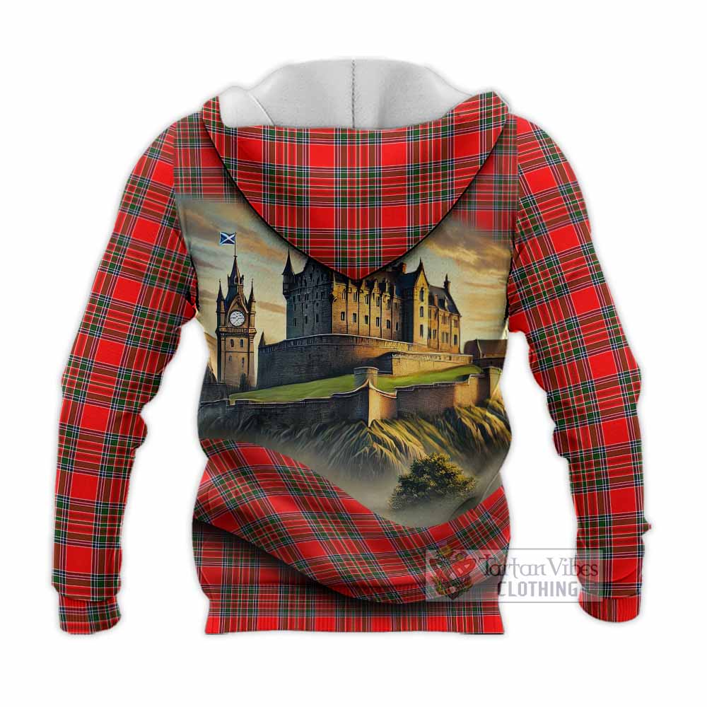 Binning Tartan Family Crest Knitted Hoodie with Scottish Ancient Castle Style - Tartan Vibes Clothing
