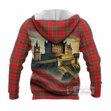 Binning Tartan Family Crest Knitted Hoodie with Scottish Ancient Castle Style - Tartan Vibes Clothing