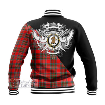 Binning Tartan Baseball Jacket with Family Crest and Military Logo Style - Tartan Vibes Clothing