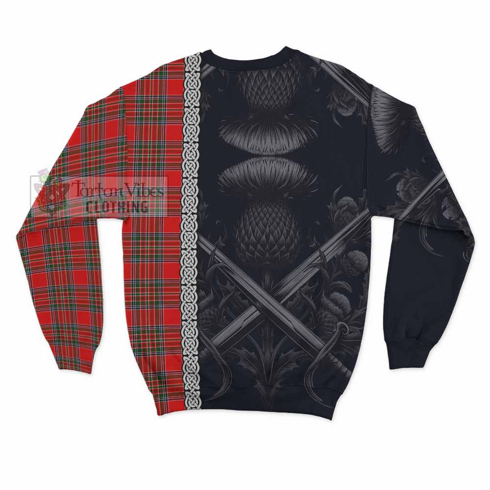 Binning Tartan Sweatshirt with Family Crest Cross Sword Thistle Celtic Vibes - Tartan Vibes Clothing