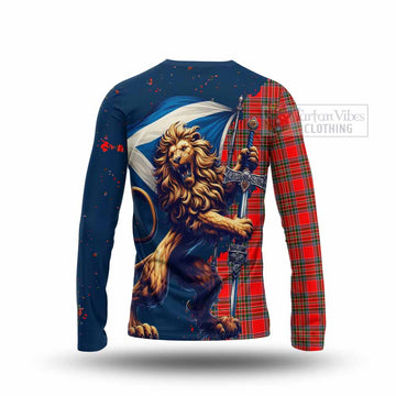 Binning Tartan Family Crest Long Sleeve T-Shirt with Scottish Majestic Lion - Tartan Vibes Clothing