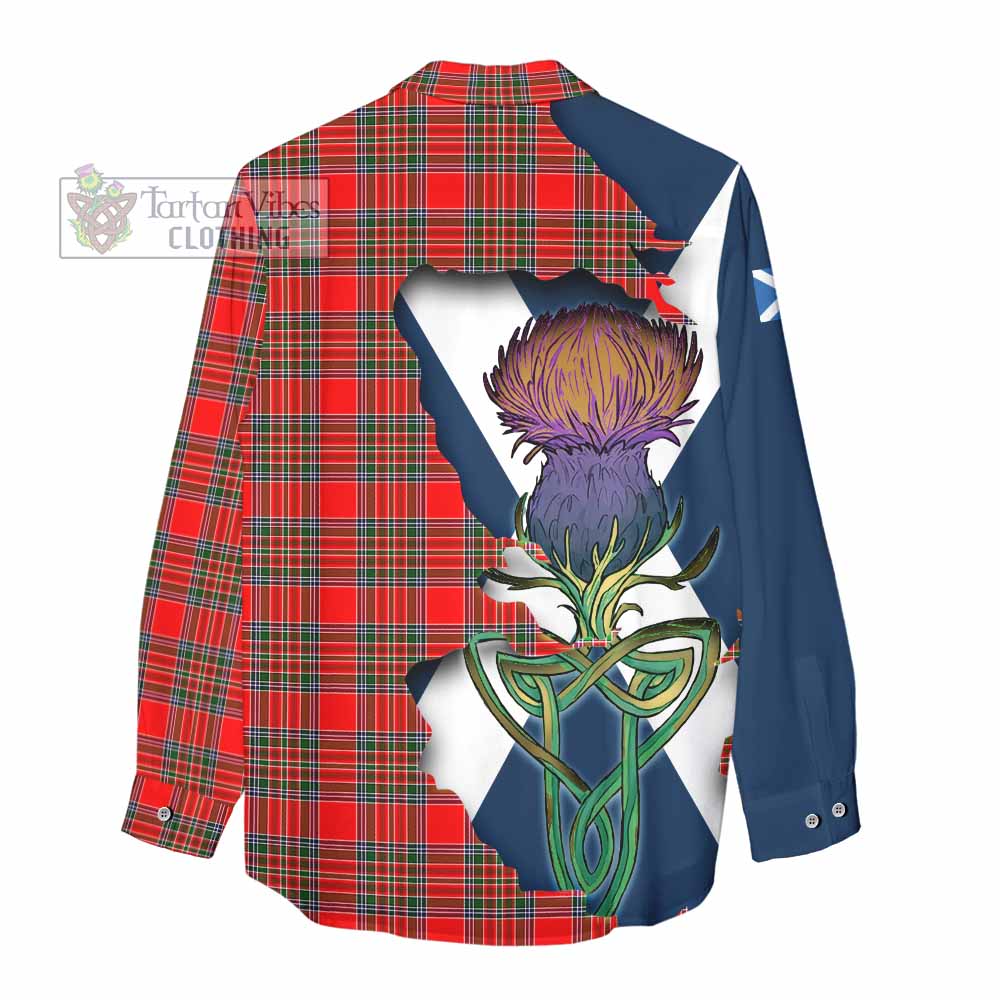 Tartan Vibes Clothing Binning Tartan Family Crest Women's Casual Shirt Scottish Thistle Celtic Inspired