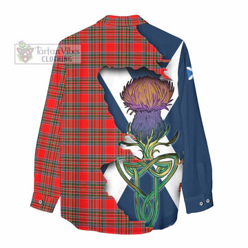 Tartan Vibes Clothing Binning Tartan Family Crest Women's Casual Shirt Scottish Thistle Celtic Inspired