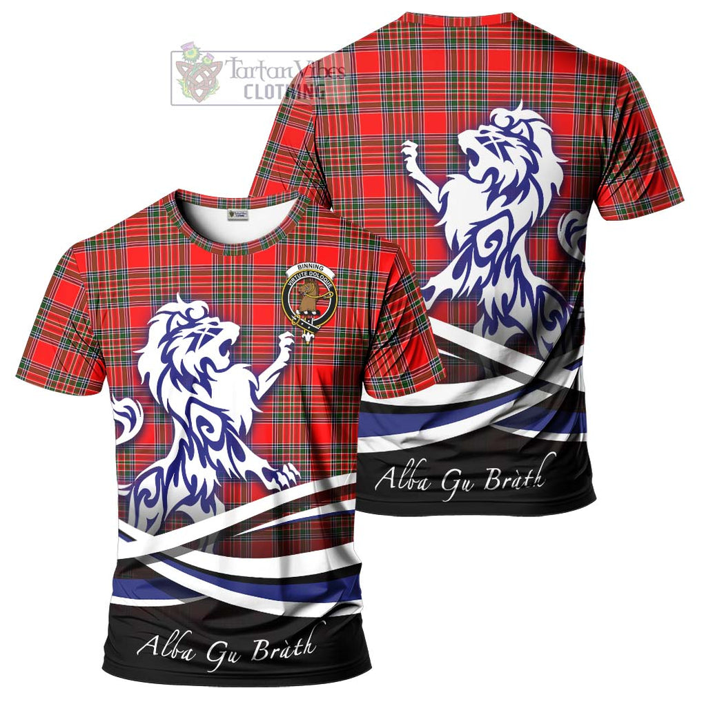 Binning Tartan Cotton T-shirt with Alba Gu Brath Regal Lion Emblem Women's Shirt - Tartan Vibes Clothing