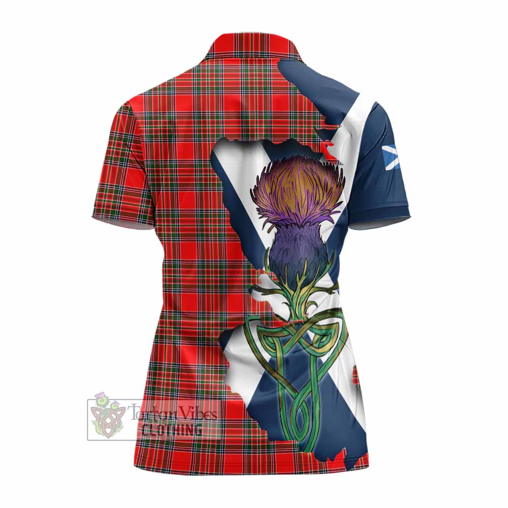 Tartan Vibes Clothing Binning Tartan Family Crest Women's Polo Shirt Scottish Thistle Celtic Inspired