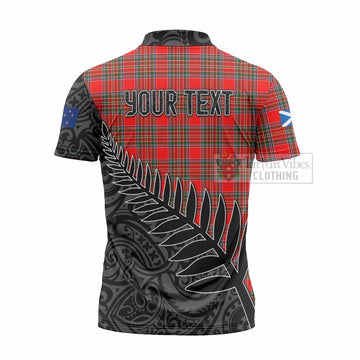 Binning Crest Tartan Zipper Polo Shirt with New Zealand Silver Fern Half Style - Tartan Vibes Clothing