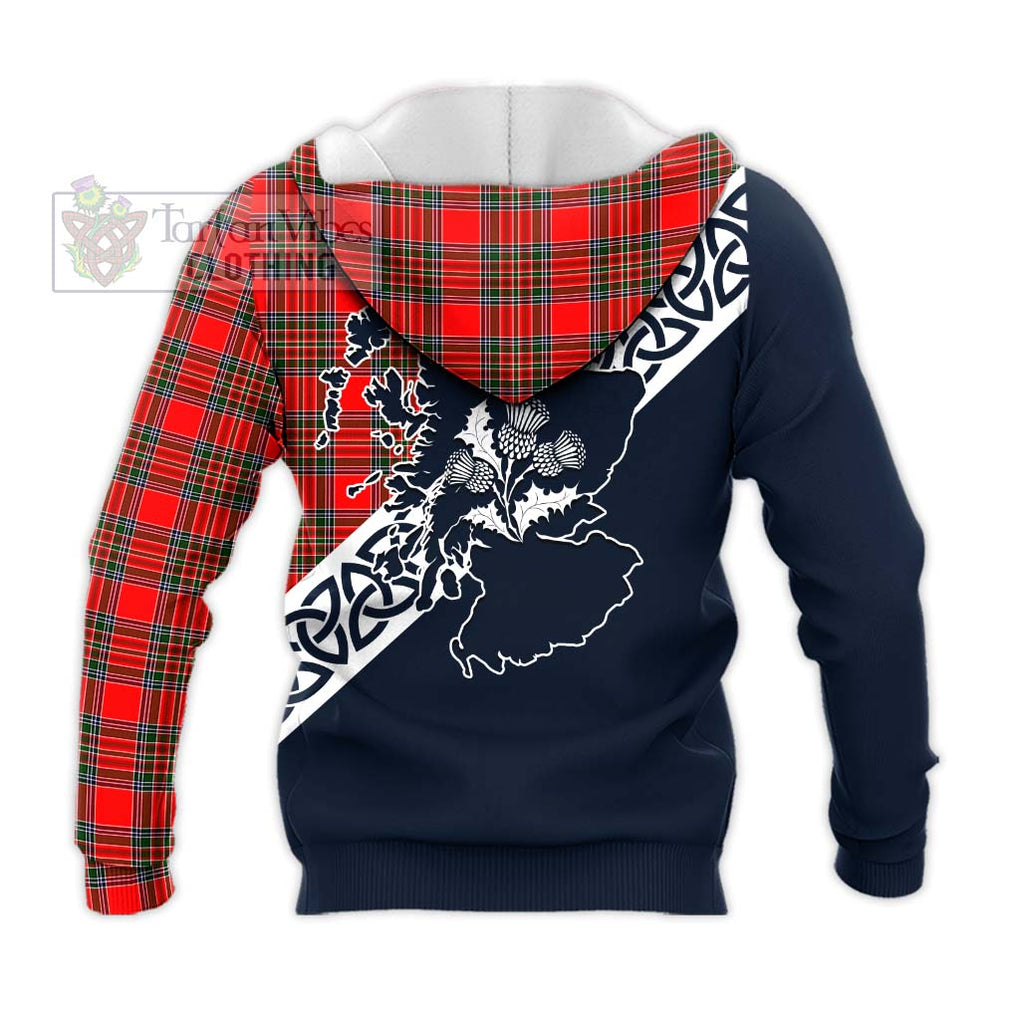Binning Tartan Knitted Hoodie Featuring Thistle and Scotland Map - Tartan Vibes Clothing