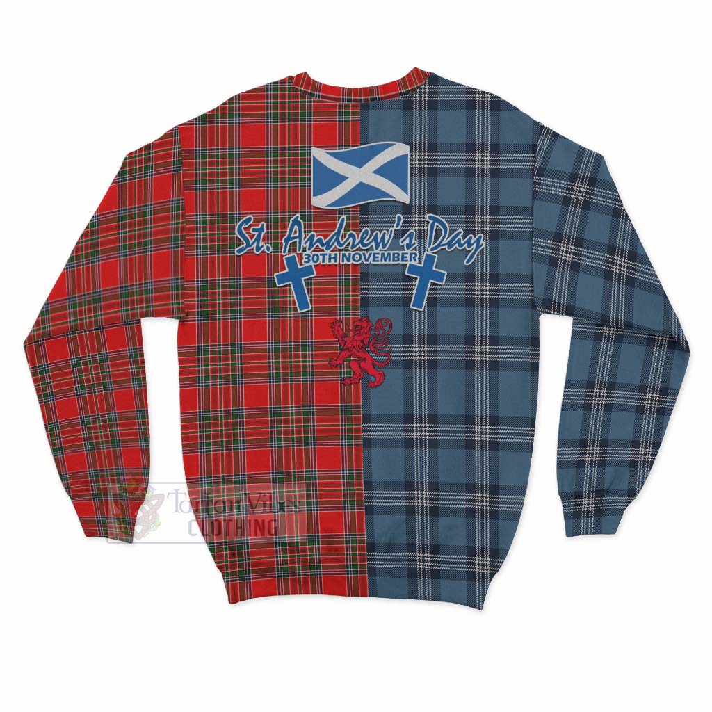 Binning Tartan Sweatshirt Happy St. Andrew's Day Half Tartan Style - Tartan Vibes Clothing