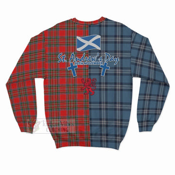 Binning Tartan Sweatshirt Happy St. Andrew's Day Half Tartan Style - Tartan Vibes Clothing