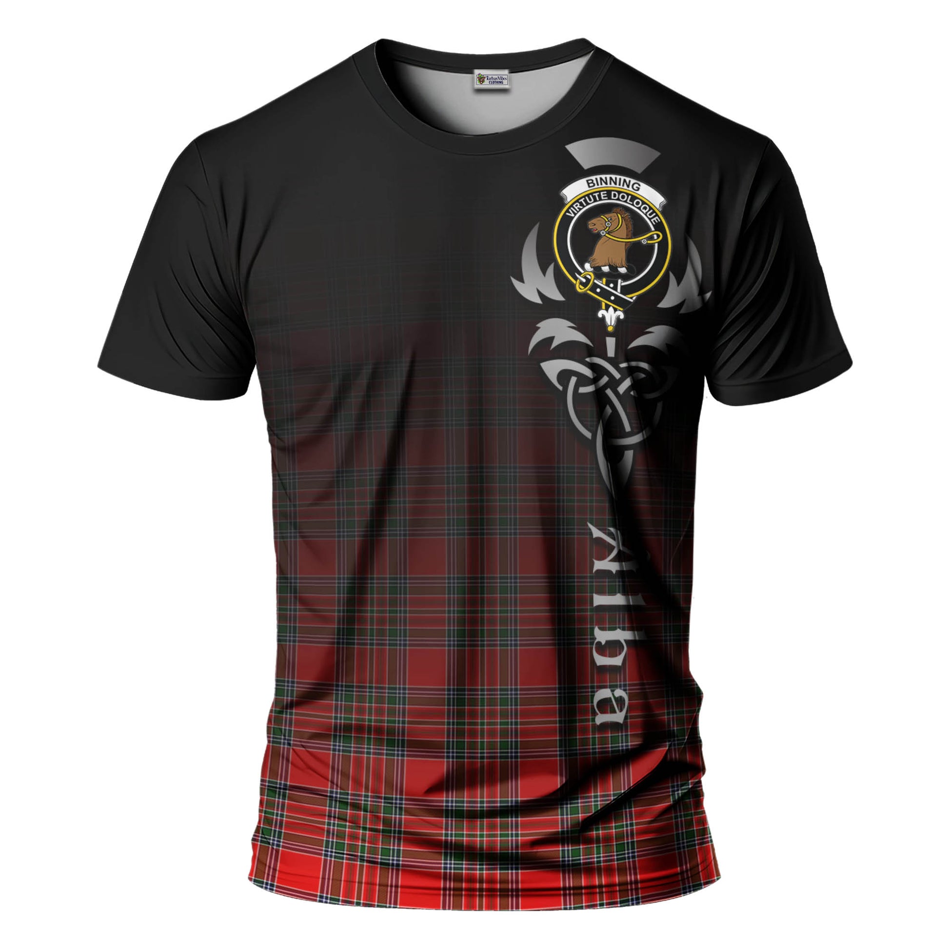 Tartan Vibes Clothing Binning Tartan T-Shirt Featuring Alba Gu Brath Family Crest Celtic Inspired