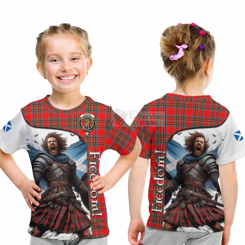 Binning Crest Tartan Kid T-Shirt Inspired by the Freedom of Scottish Warrior - Tartan Vibes Clothing