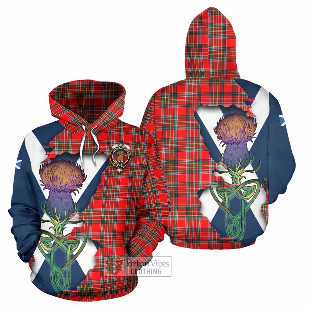 Tartan Vibes Clothing Binning Tartan Family Crest Hoodie Scottish Thistle Celtic Inspired
