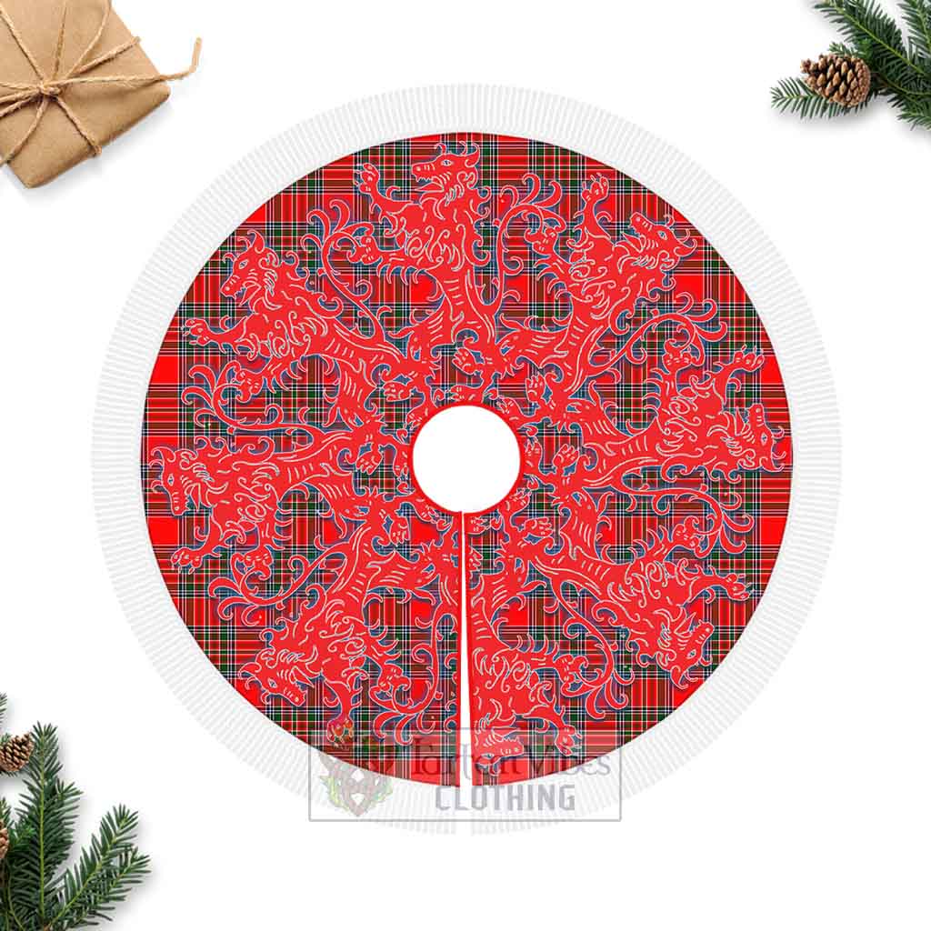 Binning Tartan Christmas Tree Skirt Lion Rampant Style Fringed Tree Skirts - Tartan Vibes Clothing