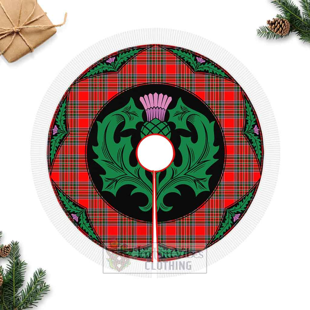 Binning Tartan Christmas Tree Skirt Scottish Thistle Style Fringed Tree Skirts - Tartan Vibes Clothing