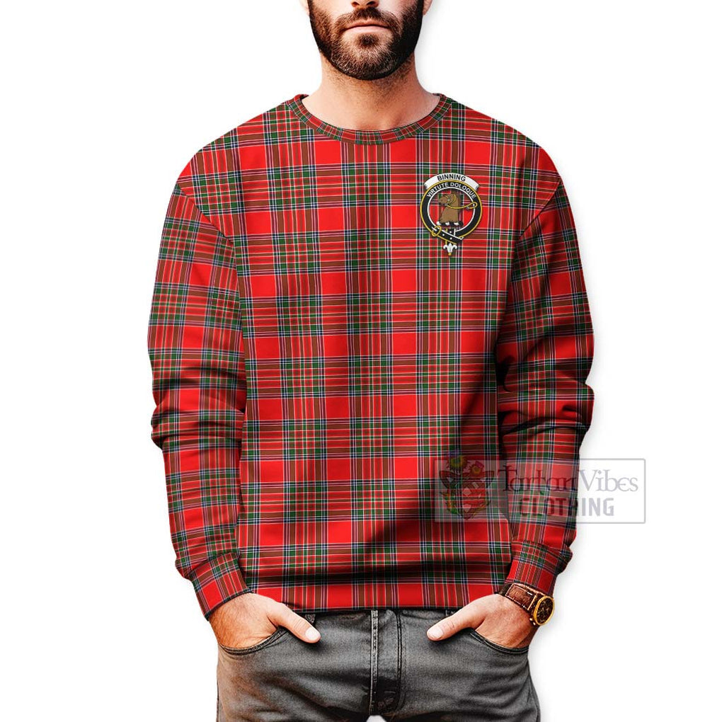 Binning Tartan Sweatshirt with Family Crest Celtic Skull Style - Tartan Vibes Clothing
