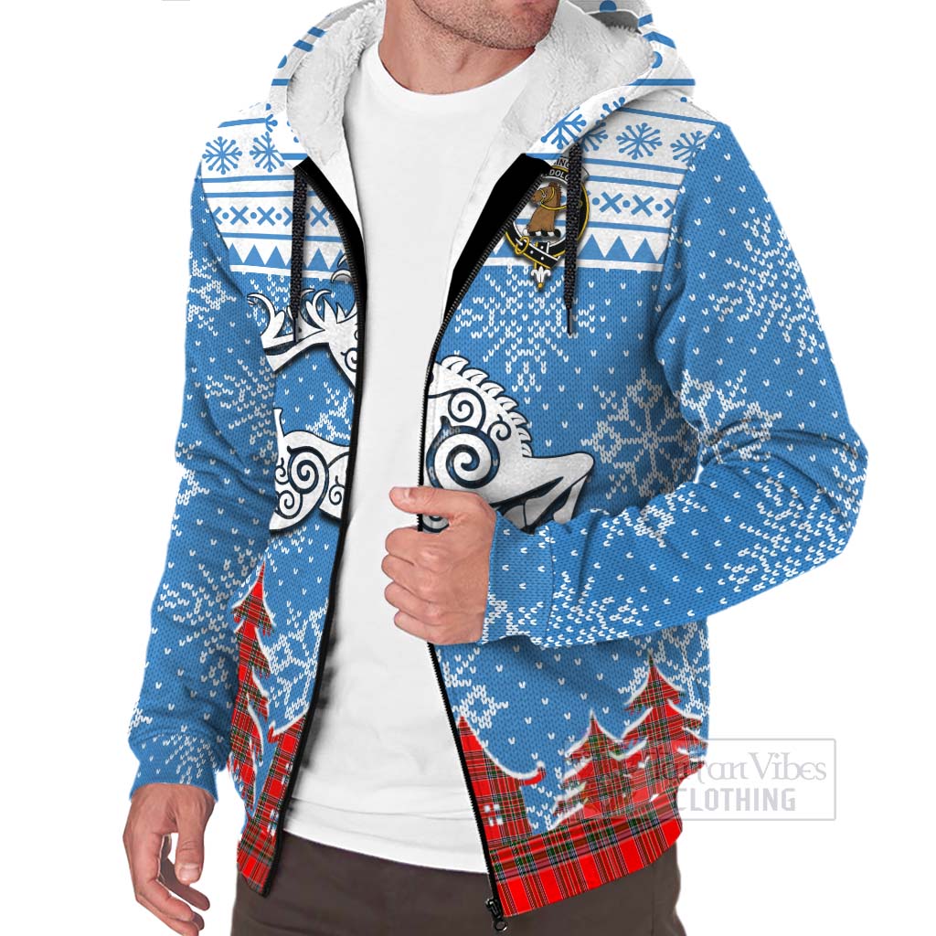 Binning Clan Christmas Sherpa Hoodie Celtic Reindeer Style Unisex - Tartan Vibes Clothing