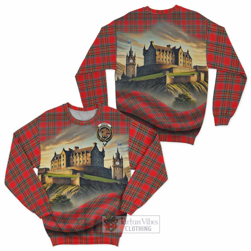 Binning Tartan Family Crest Sweatshirt with Scottish Ancient Castle Style - Tartan Vibes Clothing