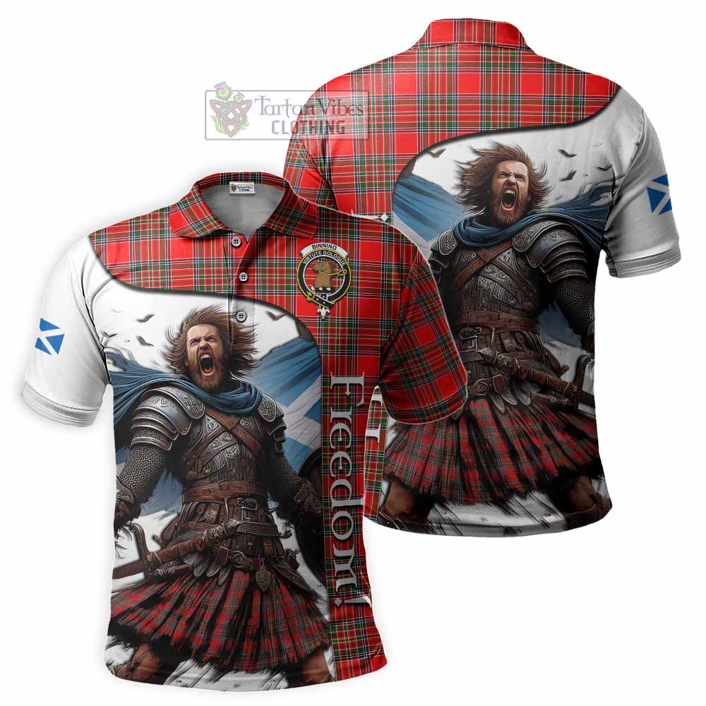 Binning Crest Tartan Polo Shirt Inspired by the Freedom of Scottish Warrior - Tartan Vibes Clothing