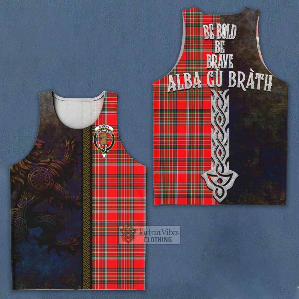 Binning Tartan Family Crest Men's Tank Top Alba Gu Brath Be Brave Lion Ancient Style - Tartan Vibes Clothing