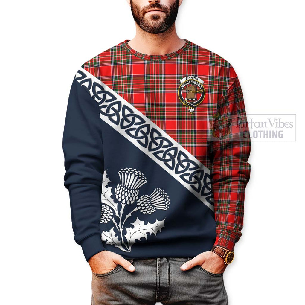 Binning Tartan Sweatshirt Featuring Thistle and Scotland Map - Tartan Vibes Clothing