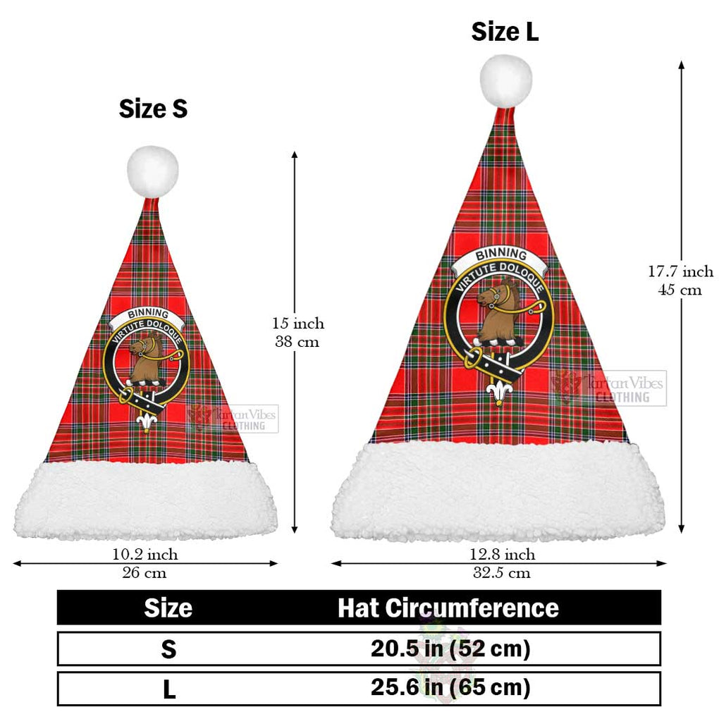 Binning Tartan Christmas Santa Hats with Family Crest Christmas Hat L 25.6in (65cm) - Tartan Vibes Clothing