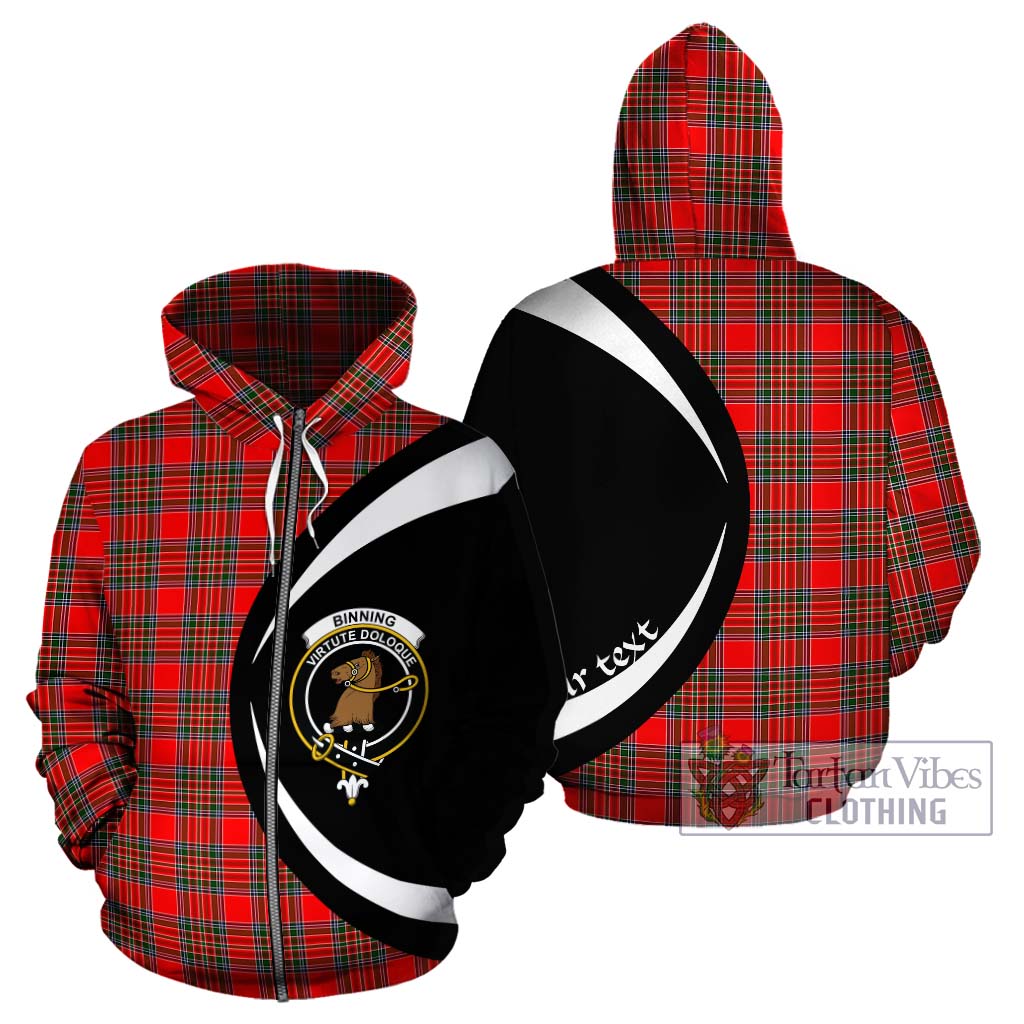 Binning Tartan Hoodie with Family Crest Circle Style - Tartan Vibes Clothing