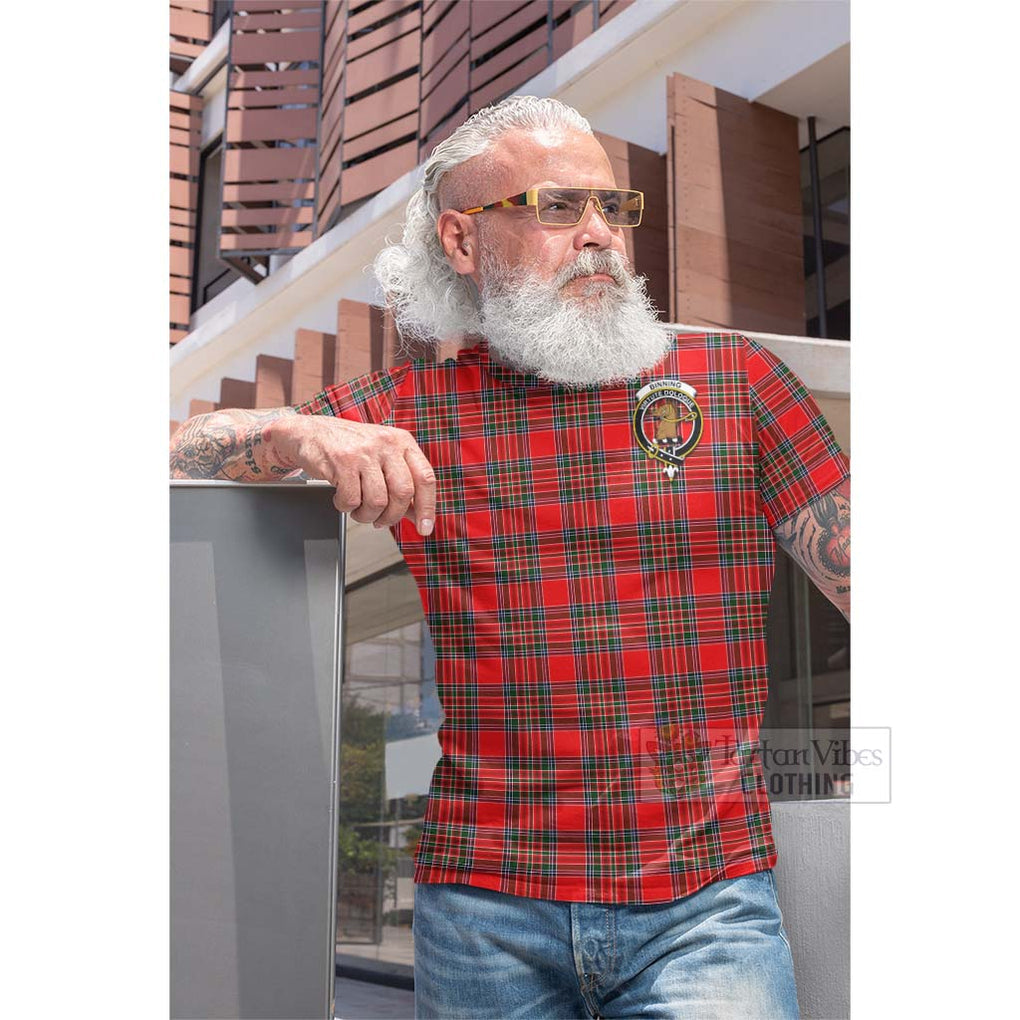 Binning Tartan Cotton T-shirt with Family Crest Celtic Skull Style - Tartan Vibes Clothing