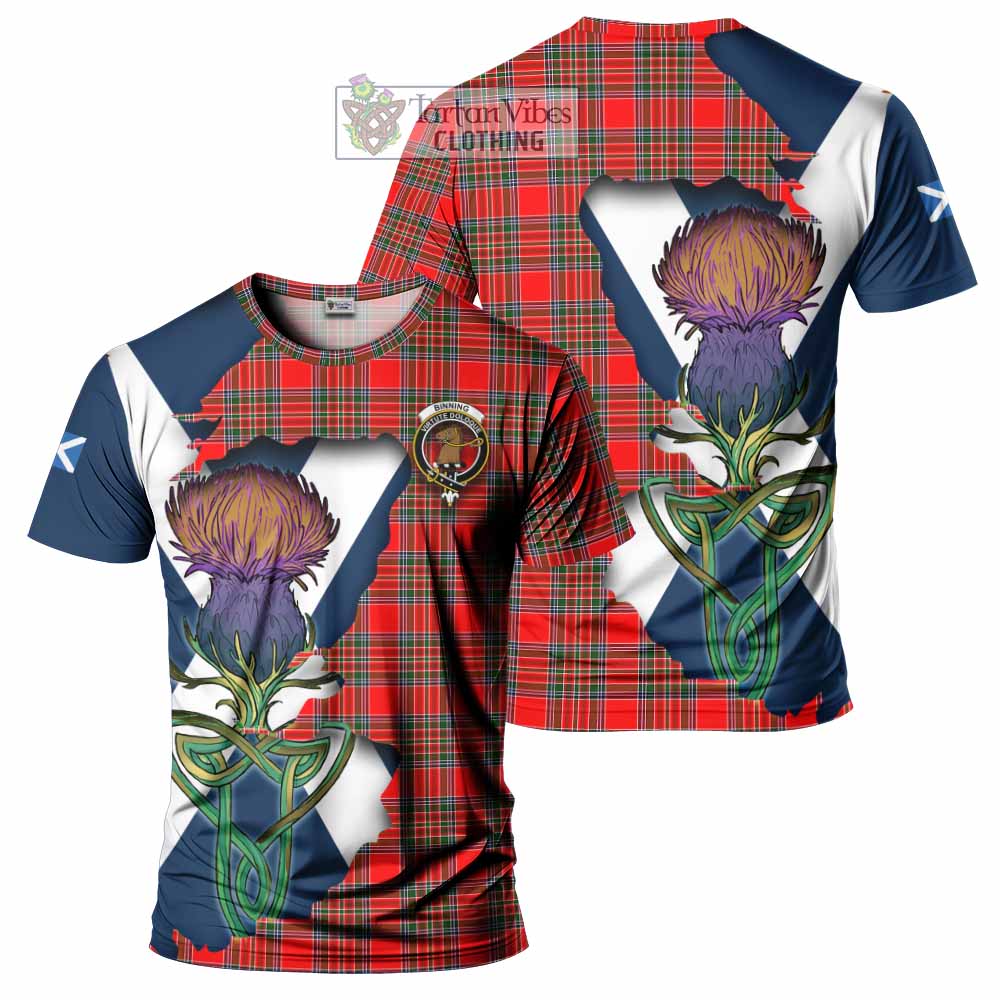 Tartan Vibes Clothing Binning Tartan Family Crest T-Shirt Scottish Thistle Celtic Inspired