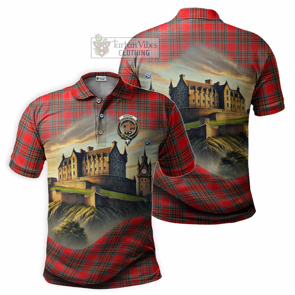 Tartan Vibes Clothing Binning Tartan Family Crest Polo Shirt with Scottish Ancient Castle Stype