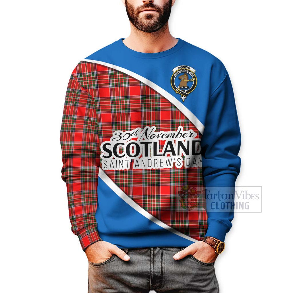 Binning Family Crest Tartan Sweatshirt Celebrate Saint Andrew's Day in Style - Tartan Vibes Clothing