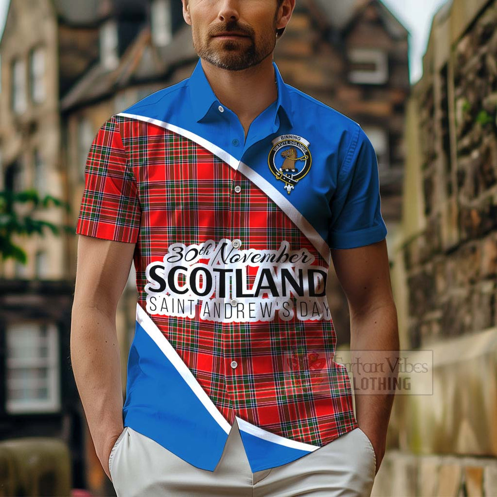 Binning Family Crest Tartan Hawaiian Shirt Celebrate Saint Andrew's Day in Style - Tartan Vibes Clothing
