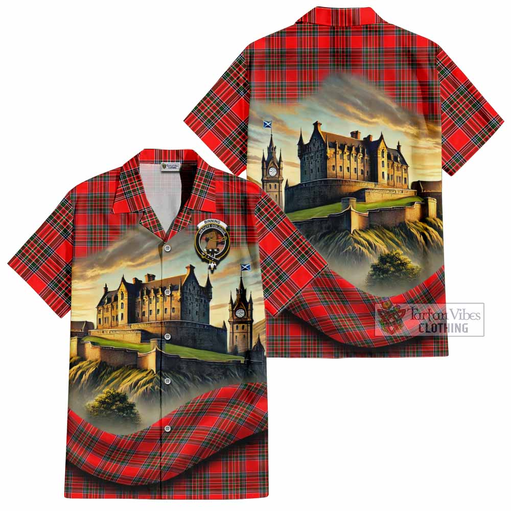 Binning Tartan Family Crest Hawaiian Shirt with Scottish Ancient Castle Style - Tartan Vibes Clothing