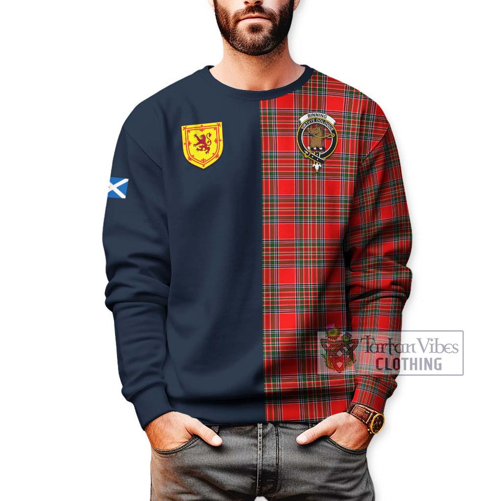 Binning Tartan Sweatshirt Alba with Scottish Lion Royal Arm Half Style - Tartan Vibes Clothing