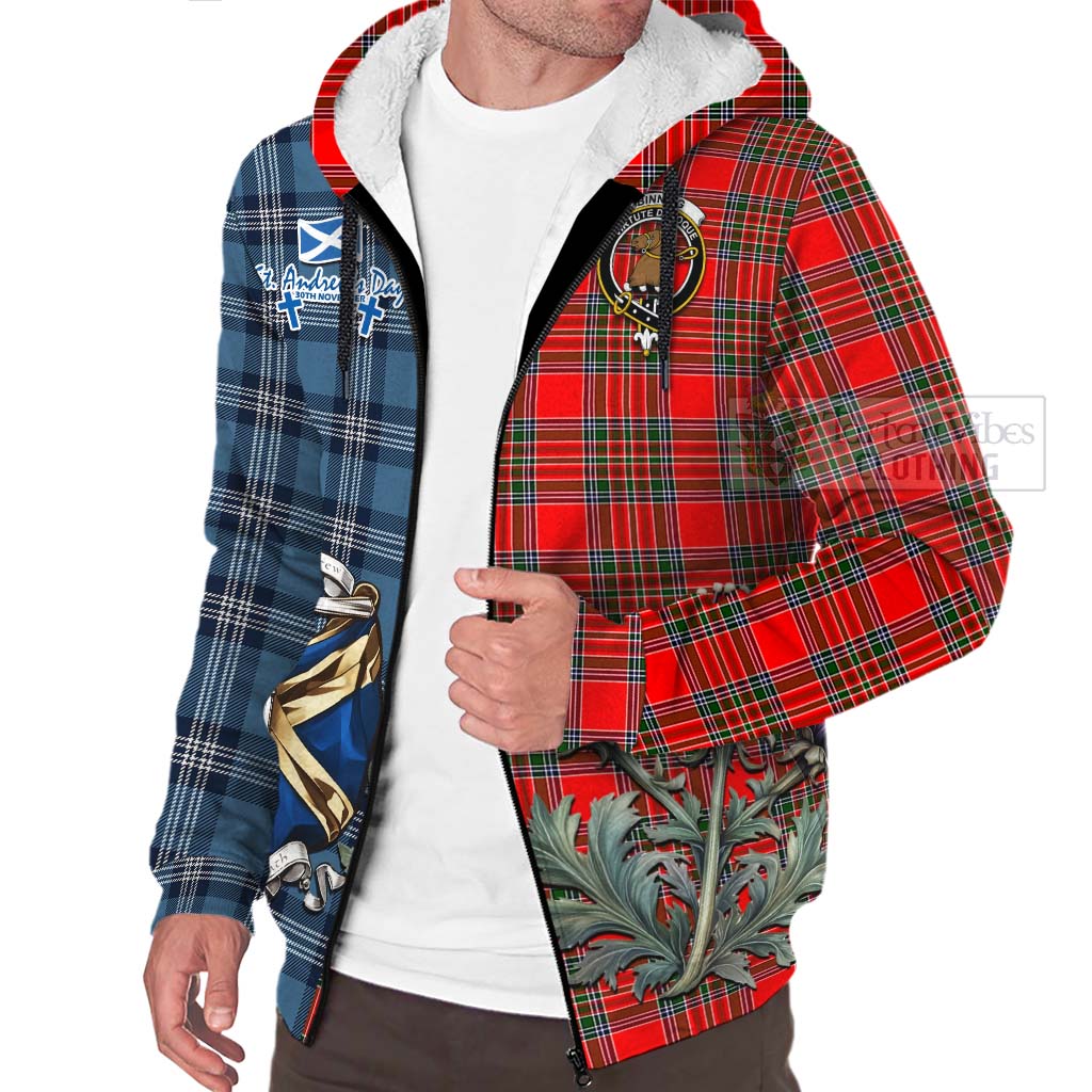 Binning Tartan Sherpa Hoodie Happy St. Andrew's Day Half Tartan Style Unisex - Tartan Vibes Clothing