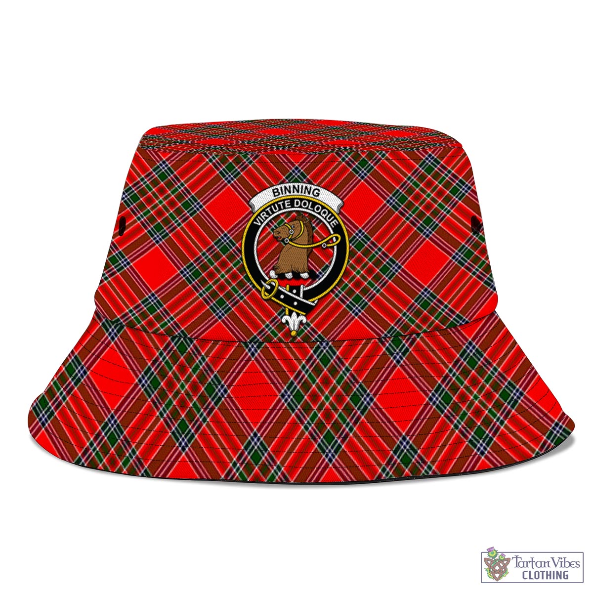 Binning Tartan Bucket Hat with Family Crest - Tartan Vibes Clothing
