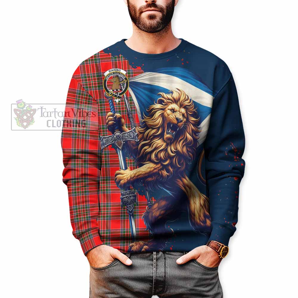 Binning Tartan Family Crest Sweatshirt with Scottish Majestic Lion - Tartan Vibes Clothing