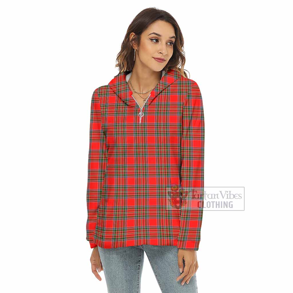 Binning Tartan Women's Borg Fleece Hoodie with Half Zip - Tartan Vibes Clothing